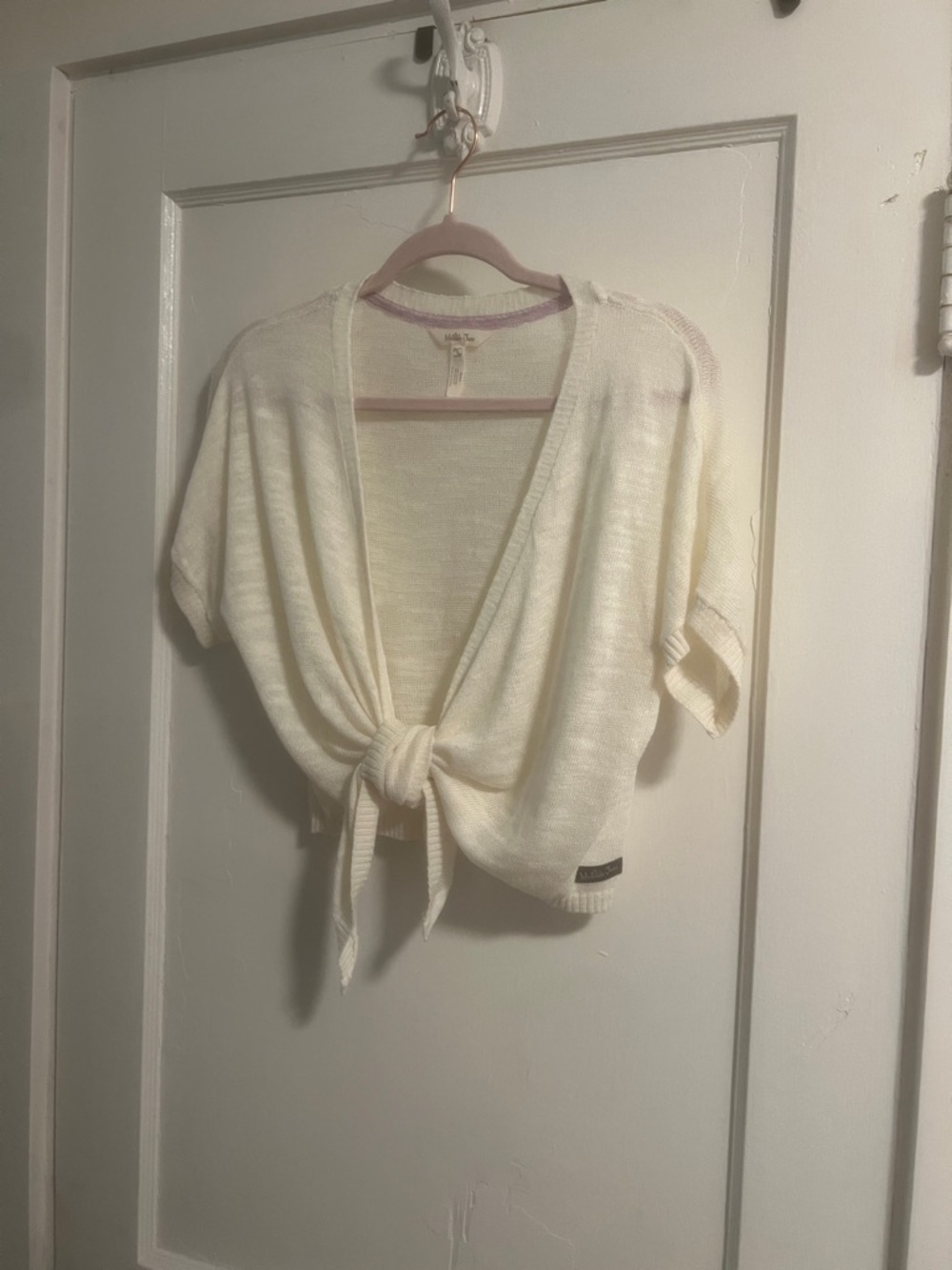 Matilda Jane Cream Tie-Front Short Sleeve Cardigan